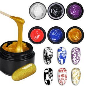 Orange Color Stamping Polish Nail Gel Set